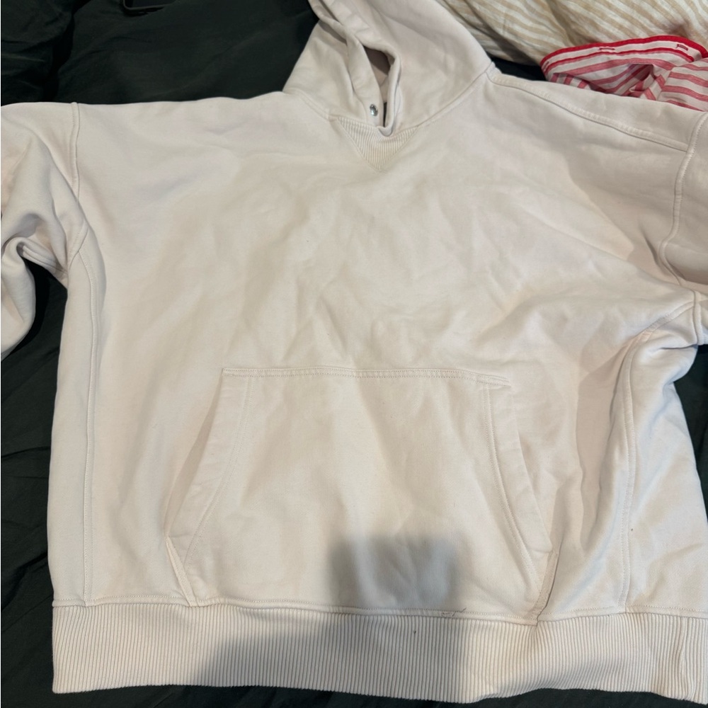Cream Hoodie with Front Pocket